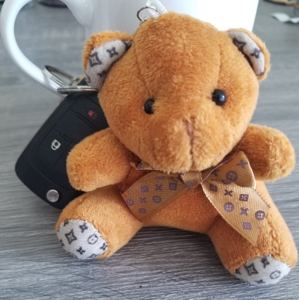 Cute Brown Plush Teddy Bear Keyring Charm